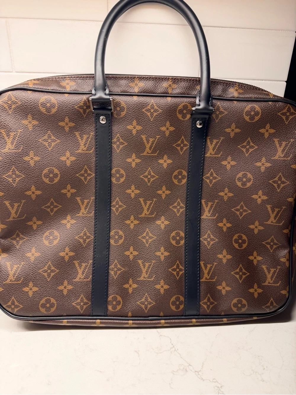 Louis Vuitton Porte Documents Voyage Macassar Monogram Briefcase
